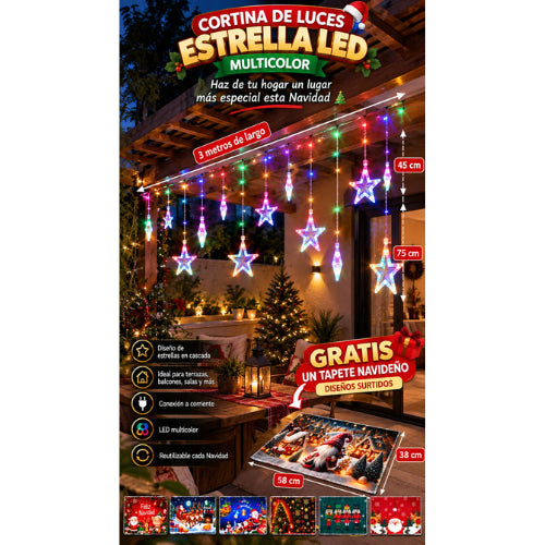 CORTINA ESTRELLA 3 mt x 75cm + TAPETE