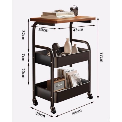 MESA CARRO ORGANIZADOR 3 NIV BASE MADERA