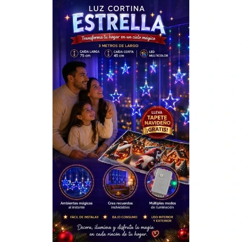 CORTINA ESTRELLA 3 mt x 75cm + TAPETE